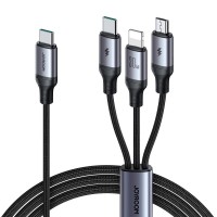  USB kabelis Joyroom SA21-1T3 USB-C to Lightning+USB-C+MicroUSB 30W 1.2m black 
